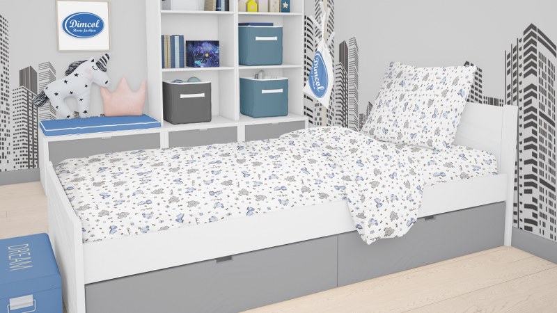 DimCol Παπλωματοθήκη Βαμβακερή Μονή 160x240εκ. Elephant 174 Blue Dimcol