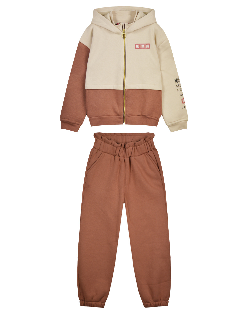 energiers Φόρμα φούτερ δίχρωμη σετ με ζακέτα με κουκούλα και τύπωμα για κορίτσι - ΜΟΚΑ 16-123235-0