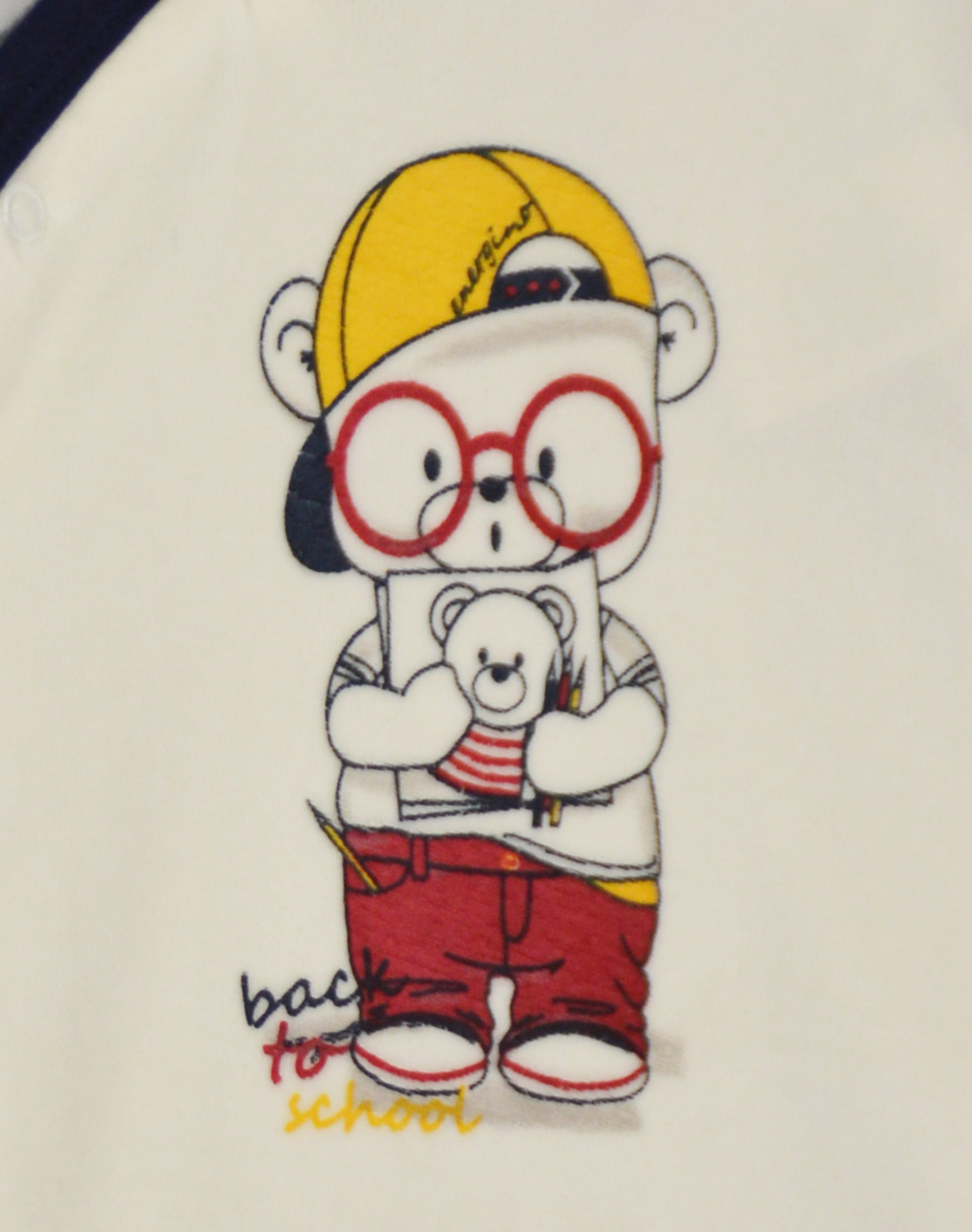 Βρεφικό φορμάκι βελούδο BACK TO SCHOOL για αγόρι. (0-15 μηνών) - Εκρού 11-123452-9 φωτογραφία