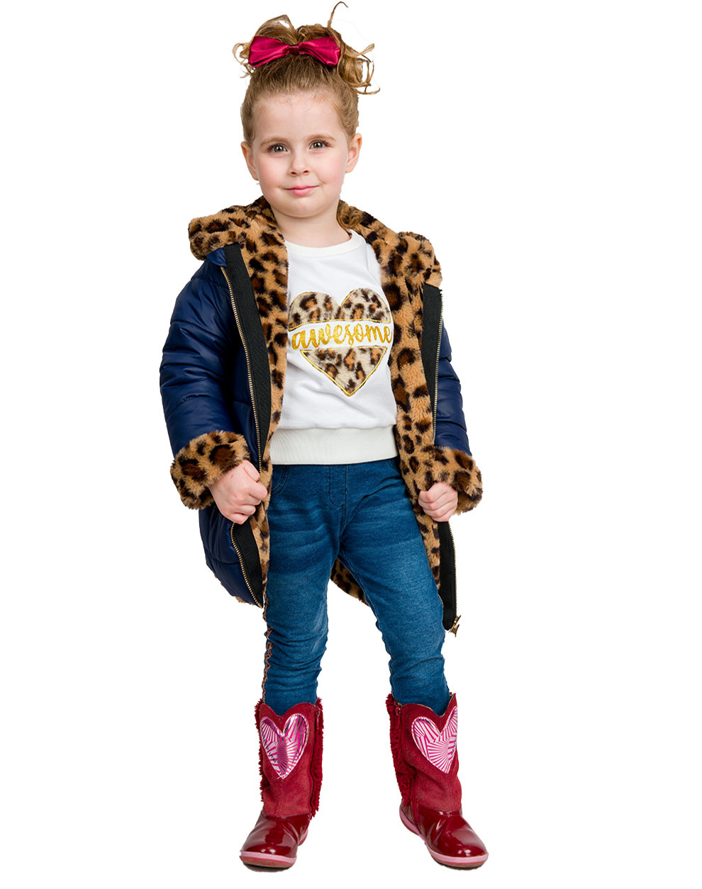 Τζάκετ διπλής όψης με γούνα animal print για κορίτσι - ΜΑΡΕΝ 15-120300-1 φωτογραφία