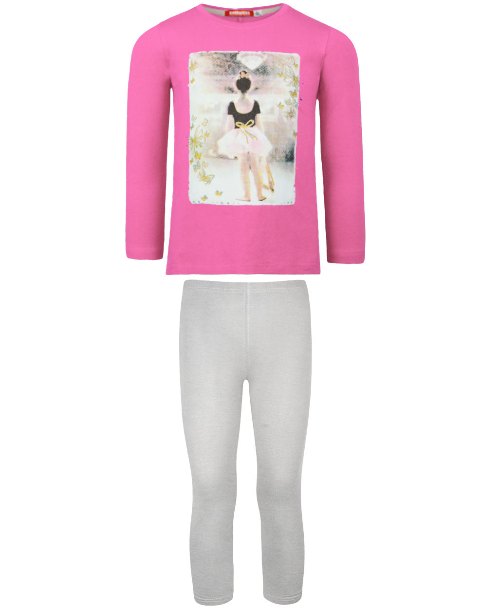 energiers Σετ κολάν και μπλούζα με φωτογραφία μπαλαρίνα με γκλίτερ λεπτομέρειες - ΜΕΛΑΝΖΕ 15-120378-0-9