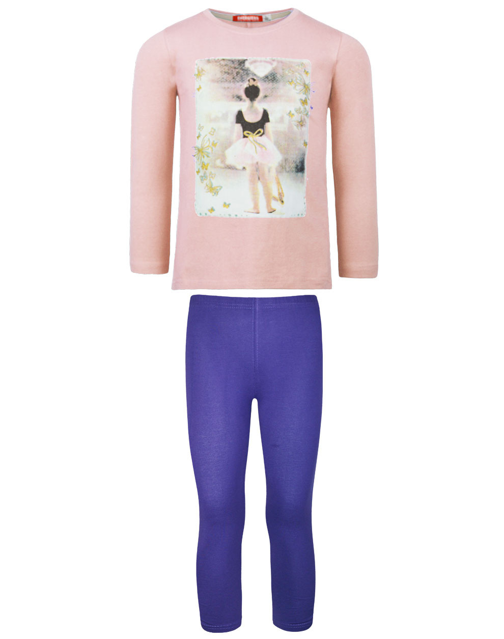 Σετ κολάν και μπλούζα με φωτογραφία μπαλαρίνα με γκλίτερ λεπτομέρειες - 1 έτους, ΜΩΒΕ εικόνα 1