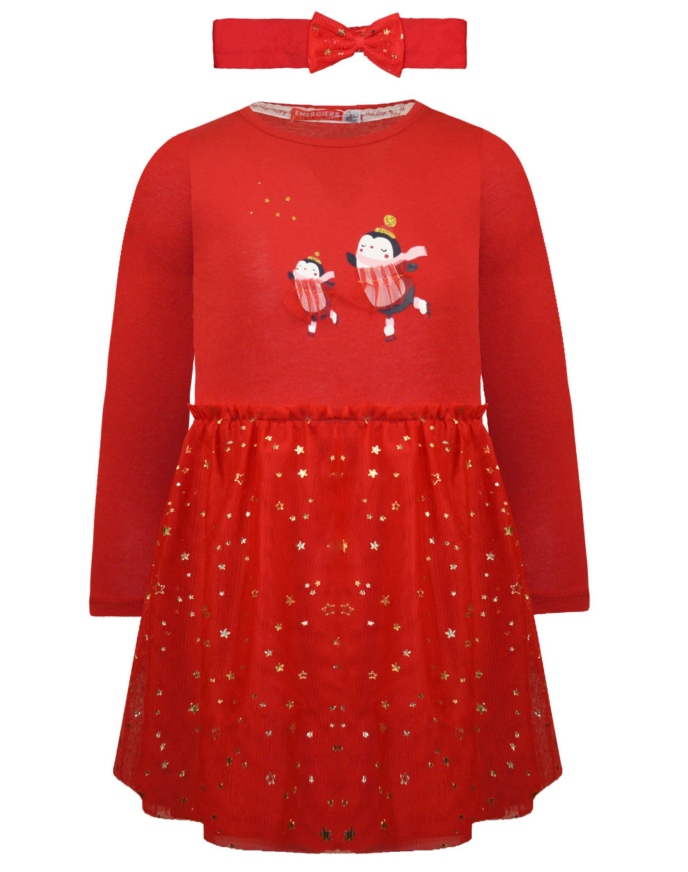 Μακό χριστουγεννιάτικο φόρεμα με ασορτί κορδέλα για κορίτσι - 2 ετών, ΚΟΚΚΙΝΟ εικόνα 1