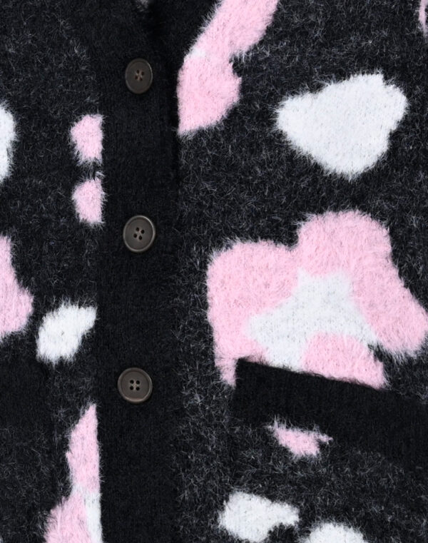Ζακέτα πλεκτή χνουδωτή με πλέξη animal print και τσέπες για κορίτσι 3