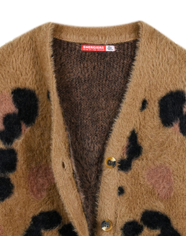 Ζακέτα πλεκτή χνουδωτή με πλέξη animal print και τσέπες για κορίτσι 7
