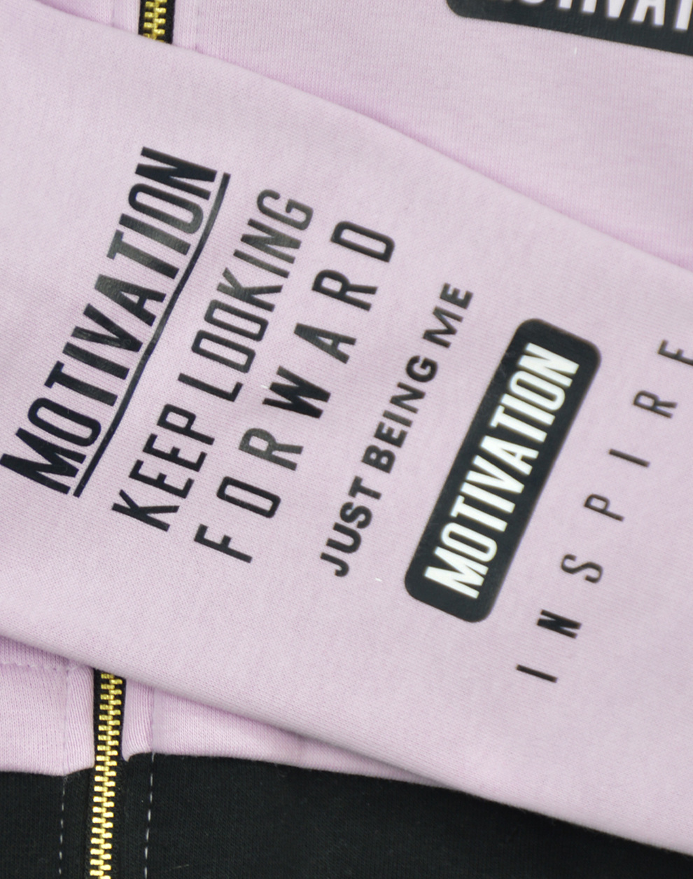 Φόρμα φούτερ δίχρωμη σετ με ζακέτα με κουκούλα και τύπωμα για κορίτσι - ΜΟΚΑ 16-123235-0 φωτογραφία