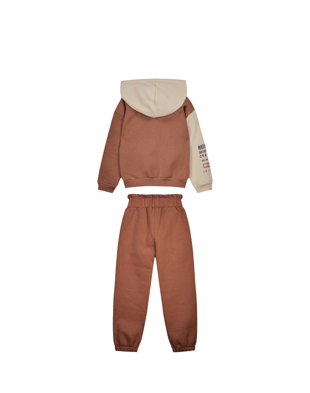 Φόρμα φούτερ δίχρωμη σετ με ζακέτα με κουκούλα και τύπωμα για κορίτσι - ΜΟΚΑ 16-123235-0 φωτογραφία