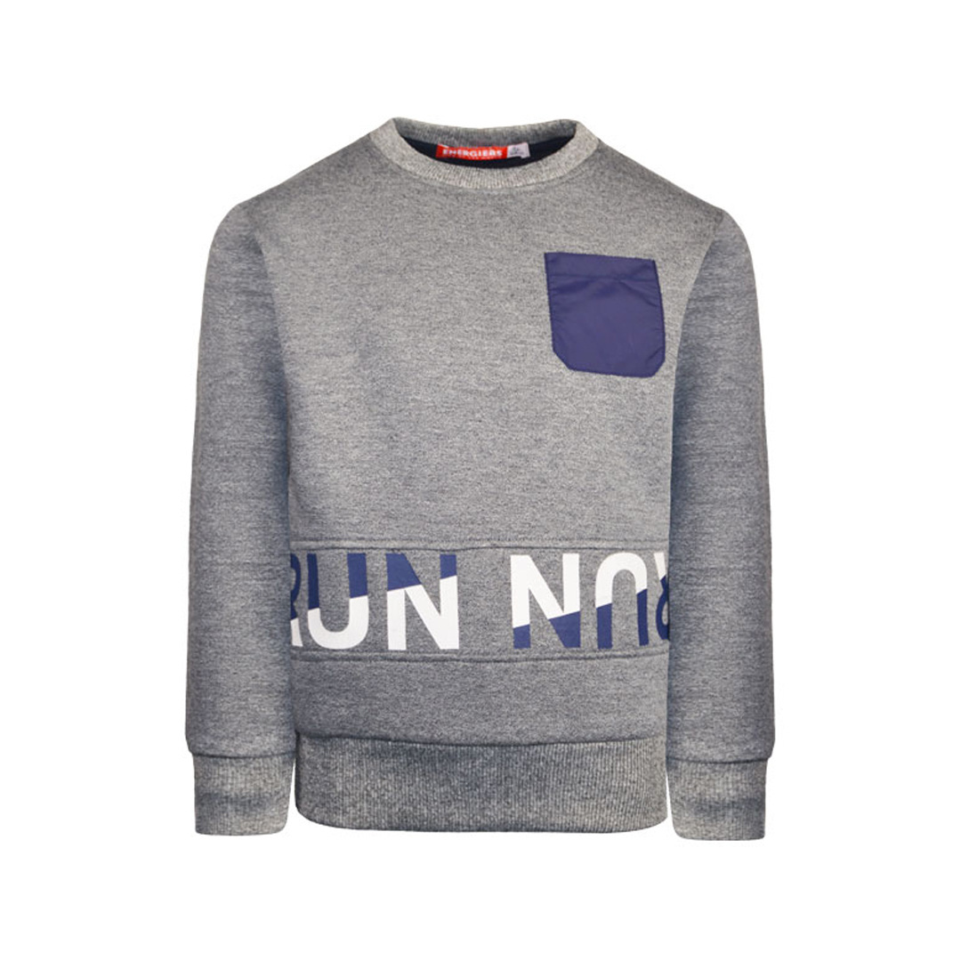 Φόρμα παντελόνι με τυπωμένη tape στο πλάι και μπλούζα &amp;#8220;Run&amp;#8221; με τσέπη - ΜΕΛΑΝΖΕ 12-120170-0-5 φωτογραφία