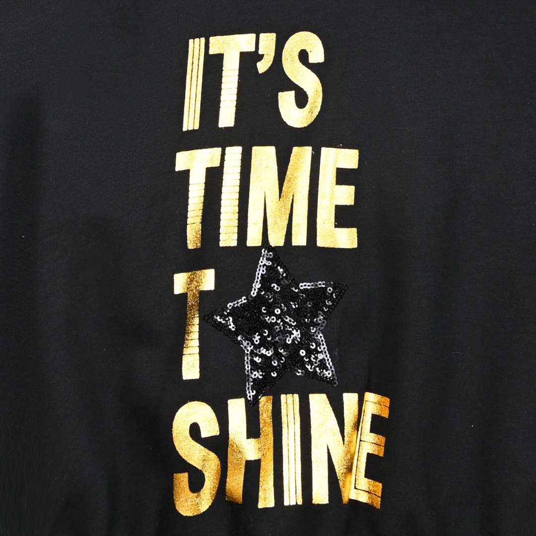 Boutique μπλούζα με κουκούλα με μεταλιζέ τύπωμα για κορίτσι - ΜΑΥΡΟ 46-124273-5 φωτογραφία