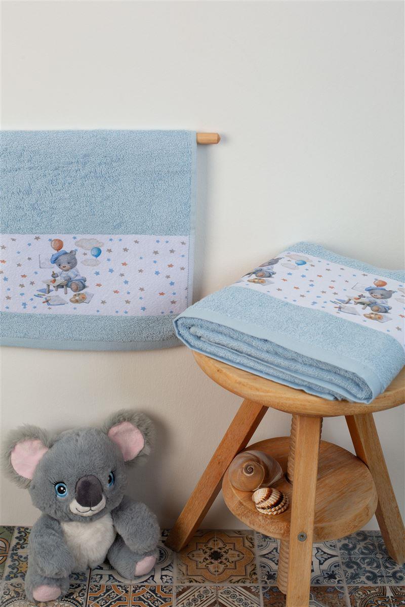 DimCol Σετ Πετσέτες 2τμχ Μπεμπέ Βαμβακερές Σιέλ Painter 131 DimCol