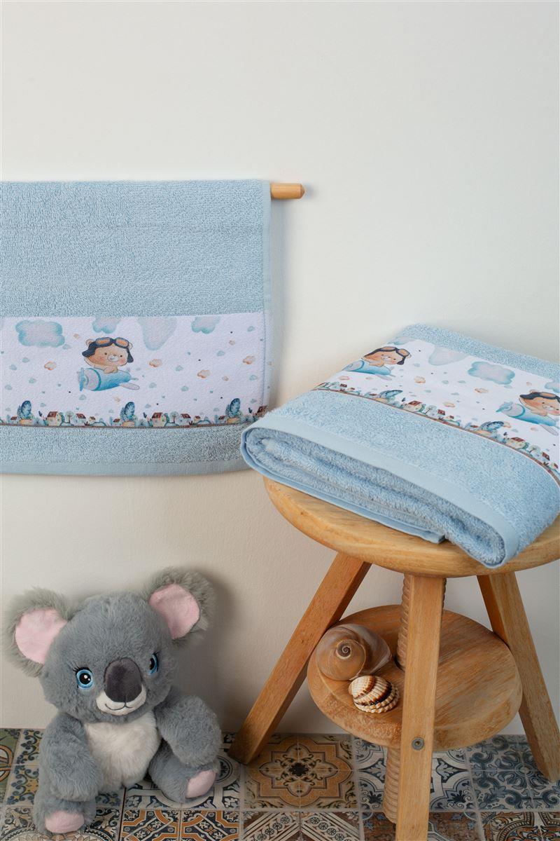 Εικόνα 1 Σετ Πετσέτες 2τμχ Μπεμπέ Βαμβακερές Σιέλ Pilot 118 DimCol