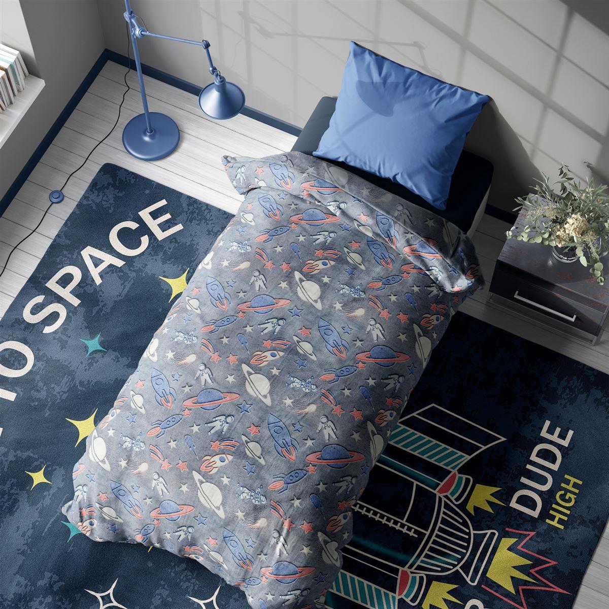 DimCol Κουβέρτα Φωσφοριζέ Fleece Μονή 160x220εκ. Galaxy DimCol