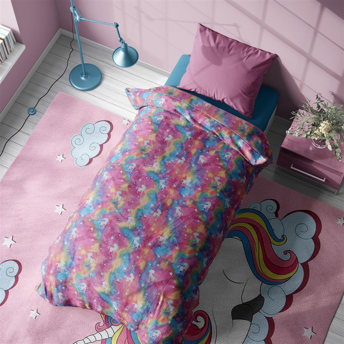 DimCol Κουβέρτα Φωσφοριζέ Fleece Μονή 160x220εκ. Unicorn DimCol