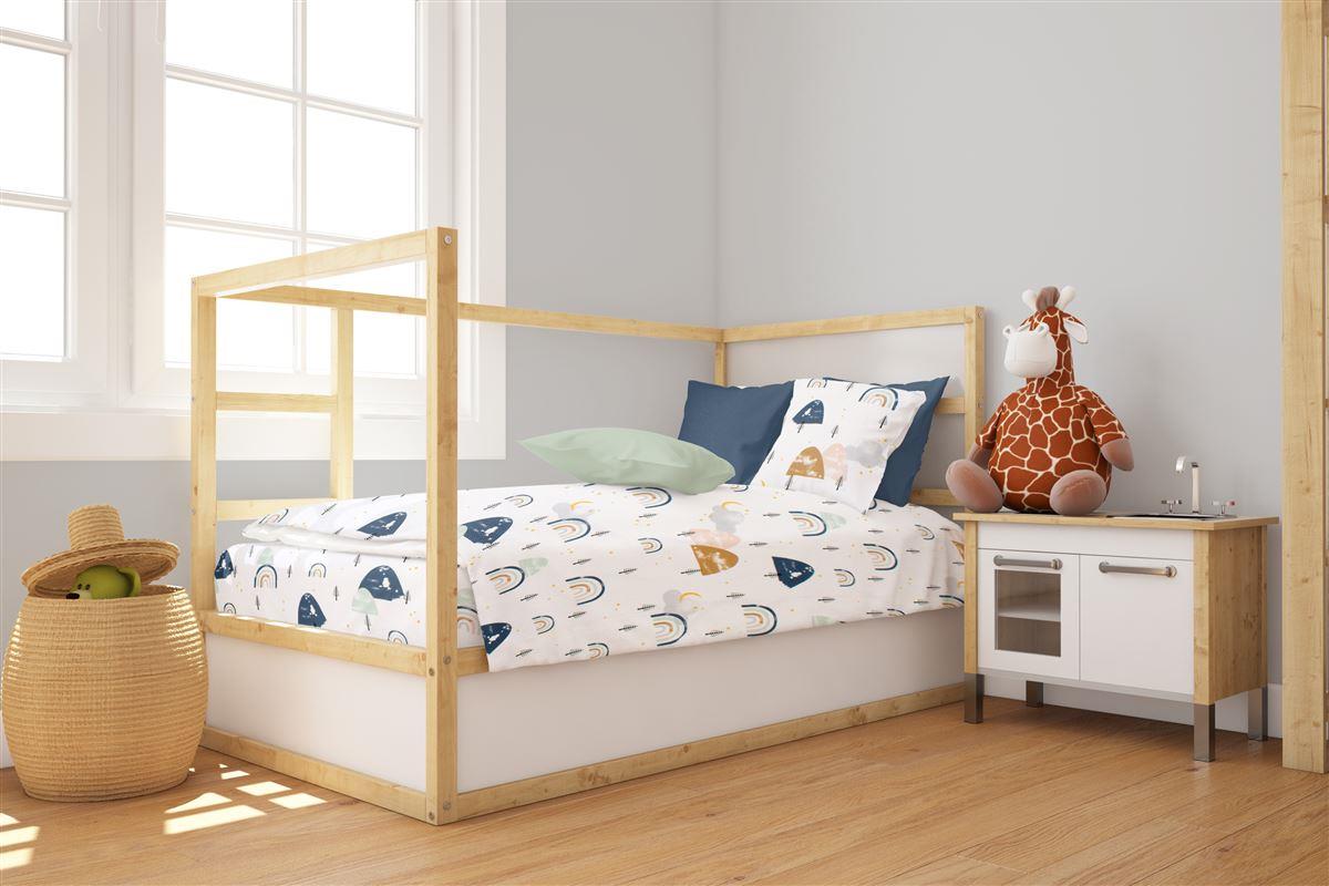 Εικόνα 1 Παπλωματοθήκη Βαμβακερή Κούνιας 120x160εκ. Rainbow 574 White-Blue DimCol