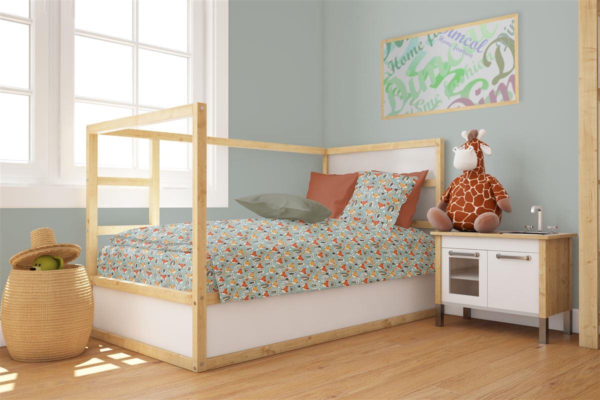 Εικόνα 1 Παπλωματοθήκη Βαμβακερή Κούνιας 120x160εκ. Fox 528 Pale Cyan DimCol