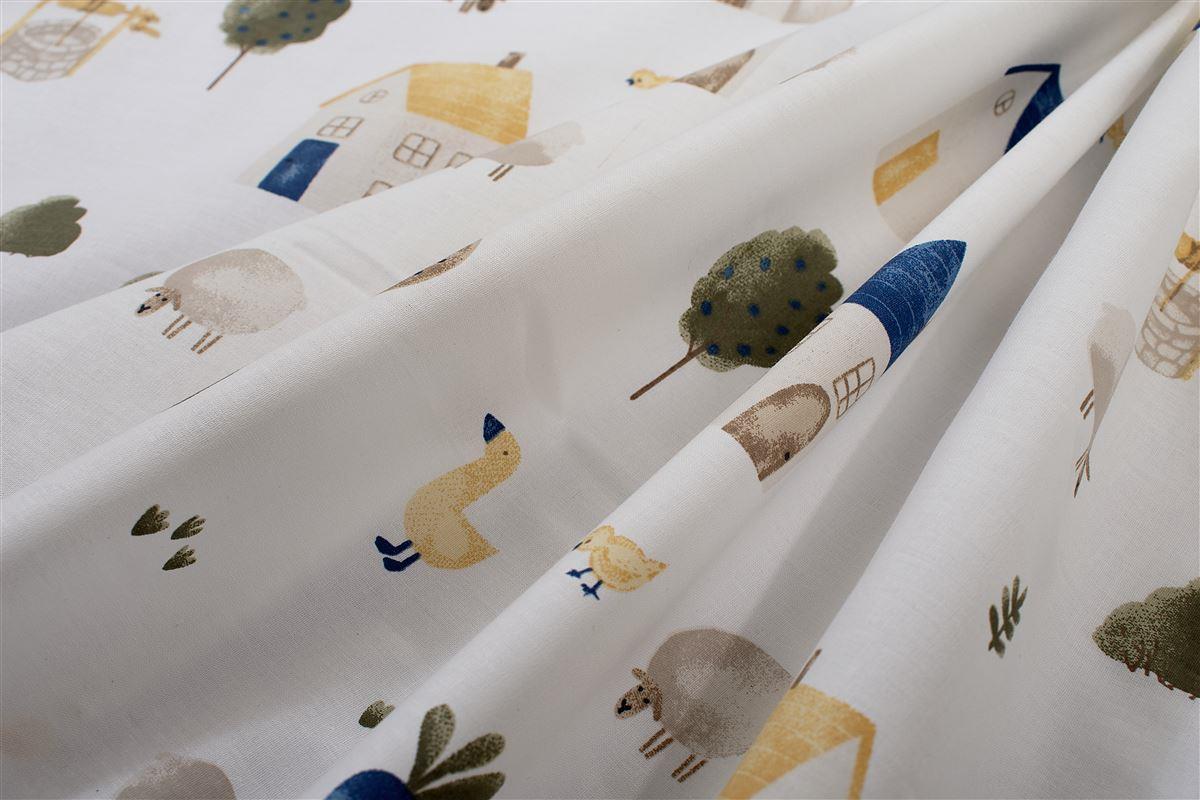 DimCol Πάνα Χασέ Βαμβακερή 80x80εκ. Village 579 White-Green DimCol