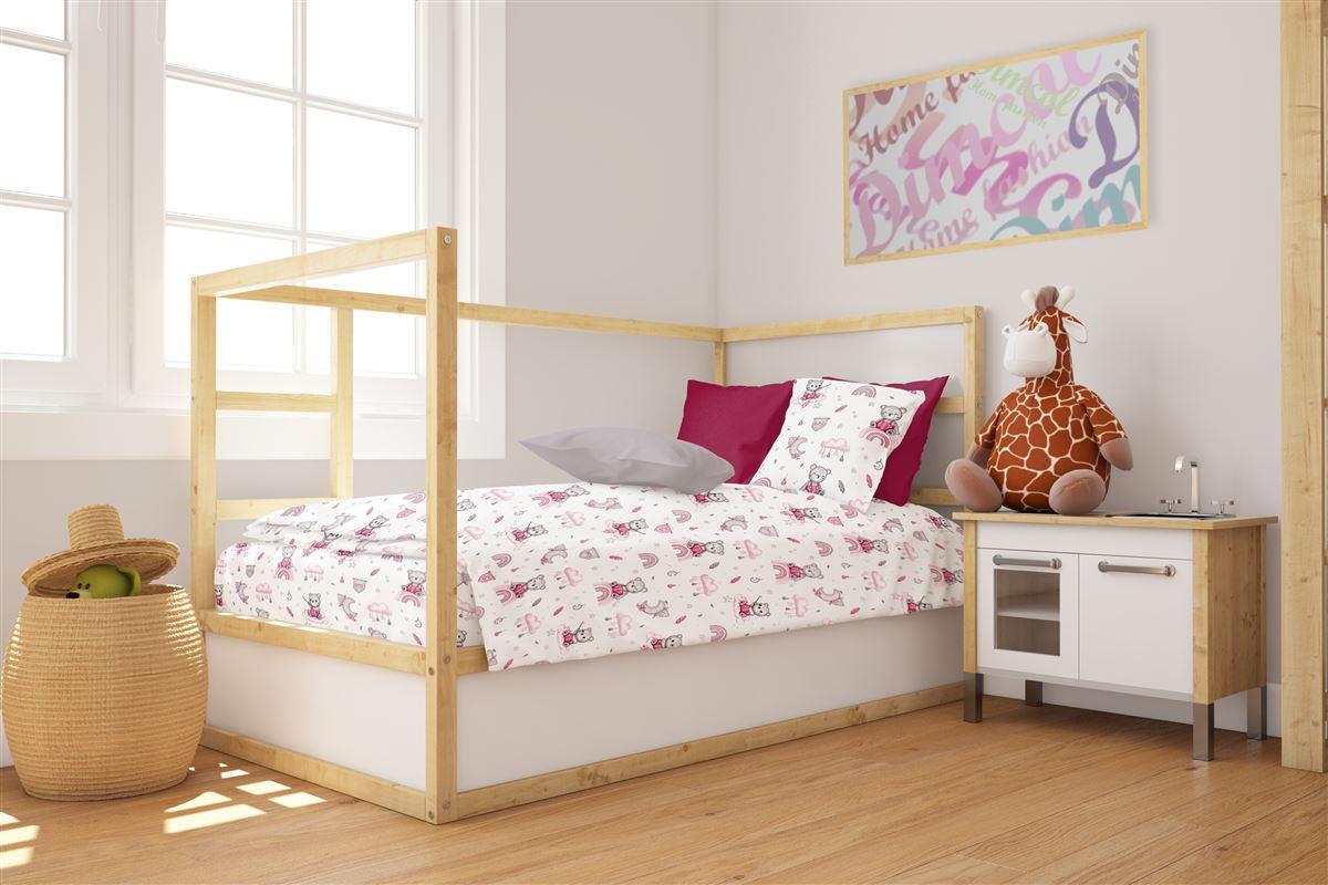 Εικόνα 1 Παπλωματοθήκη Βαμβακερή Κούνιας 120x160εκ. Cloudy Bear 582 White-Pink DimCol