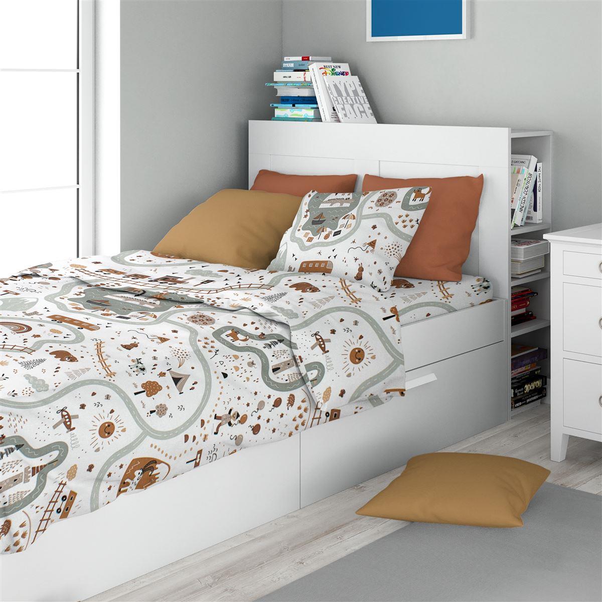 Εικόνα 1 Σετ Σεντόνια 2τμχ Βαμβακερά Μονά 160x240εκ. Countryside 580 White-Mint Dimcol