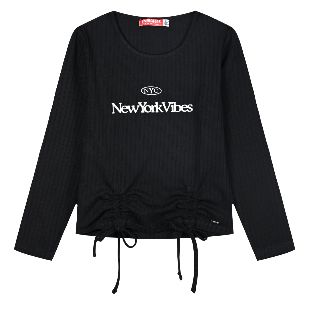 Μακρυμάνικη ριπ μπλούζα - ΜΑΥΡΟ 16-125232-5