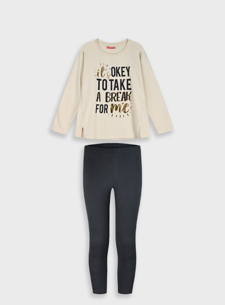 Σετ μπλούζα με κολάν - ΜΑΥΡΟ 16-125265-0