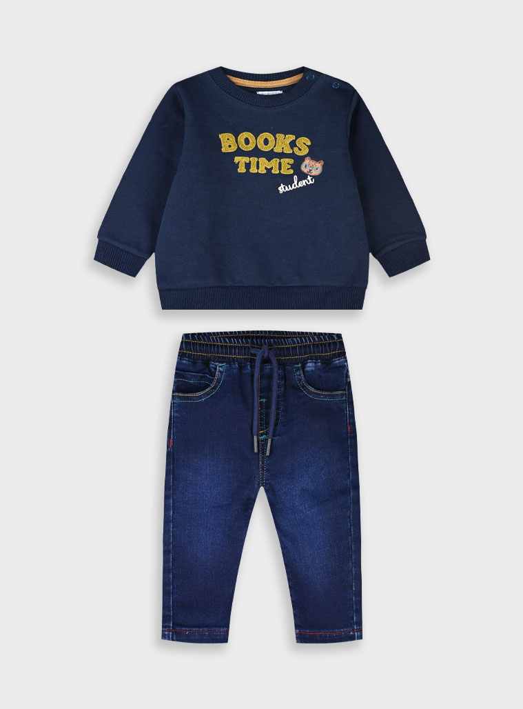 Βρεφικό σετ μπλούζα με τζην - 68 cm, ΜΠΛΕ ΤΖΗΝ εικόνα 1