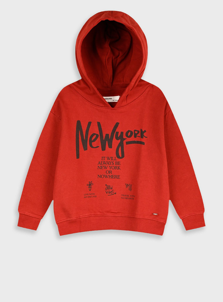 Μπλούζα φούτερ με κουκούλα για κορίτσι – ΜΑΥΡΟ 16-125208-5