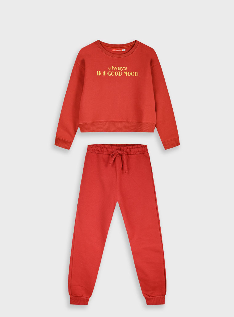 Φούτερ φόρμα με τύπωμα - 12 ετών, ΜΠΟΡΝΤΩ εικόνα 1