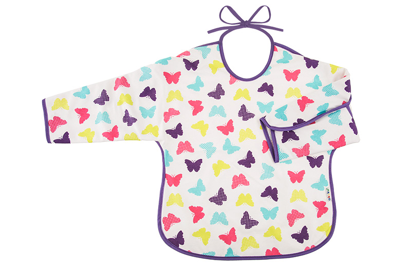 Σαλιάρα Αδιάβροχη Βαμβακερή Με Δέσιμο Και Μανίκι Πεταλούδες akuku A1743 Ύφασμα: Βαμβάκι