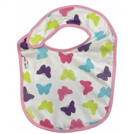 Σαλιάρα Αδιάβροχη Βαμβακερή Με Velcro Πεταλούδες akuku A1300 (Ύφασμα: Βαμβάκι 100%) – akuku – A1300-BUTTERFLIES