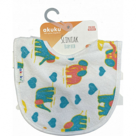 Σαλιάρα Αδιάβροχη Βαμβακερή Mε Velcro Ελεφαντάκι akuku A1300 (Ύφασμα: Βαμβάκι 100%) – akuku – A1300-ELEPHANT