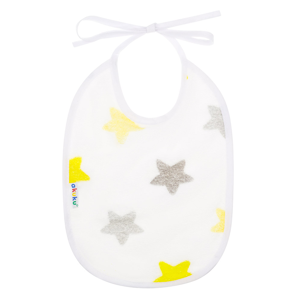 Εικόνα 1 Σαλιάρα Αδιάβροχη Βαμβακερή με Δέσιμο για Βρέφη Αστεράκια akuku A1665