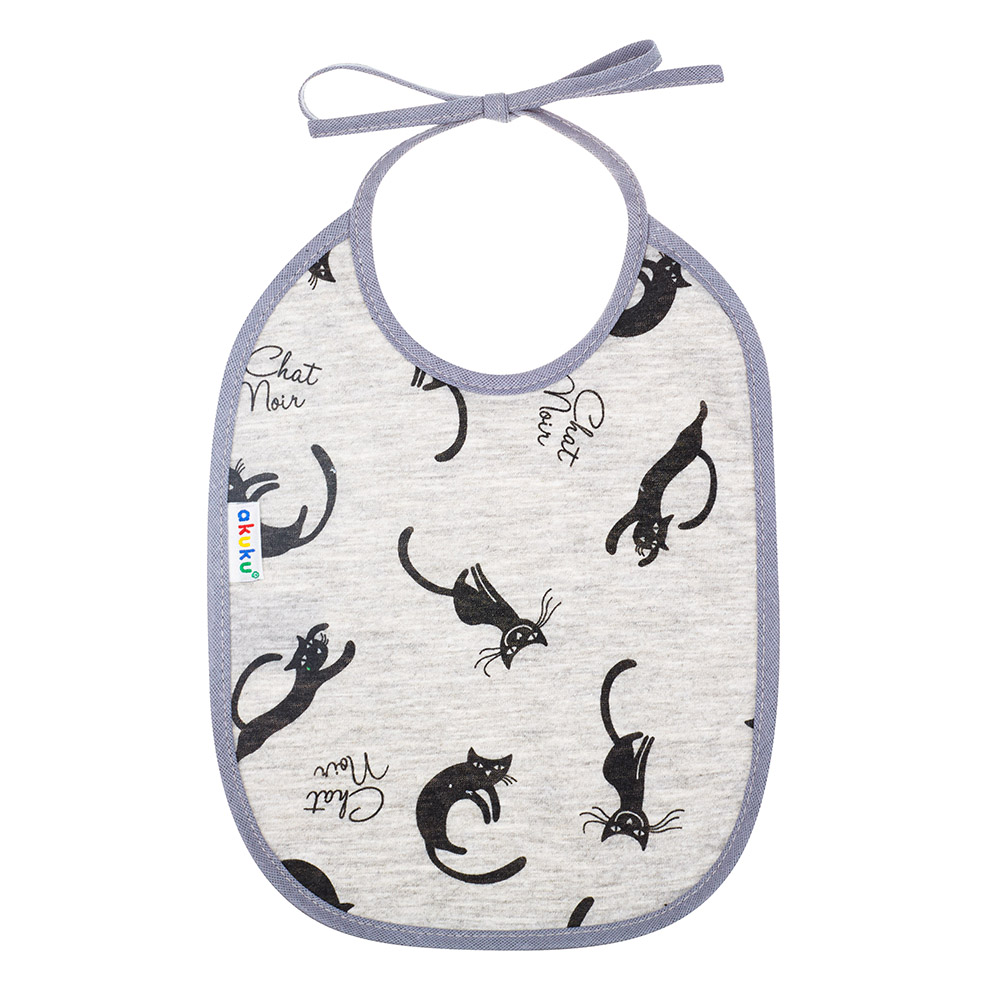 Εικόνα 1 Σαλιάρα Αδιάβροχη Βαμβακερή με Δέσιμο για Βρέφη Γατούλες akuku A1666