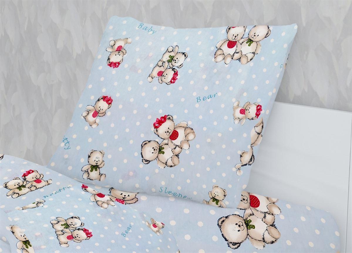DimCol Μαξιλαροθήκη Εμπριμέ Bebe 50χ70εκ. Two Lovely Bears 64 Blue Dimcol