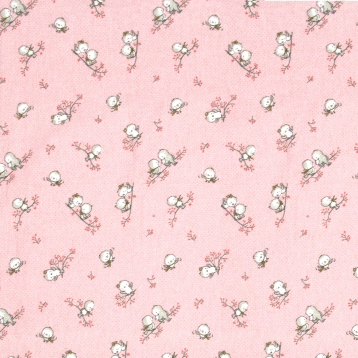 DimCol Πάνα Χασές Φανελένια Μπεμπέ 80x80εκ. Birds 15 Pink Dimcol