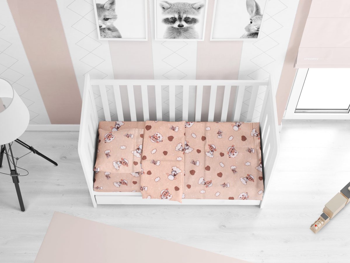 Εικόνα 1 Παπλωματοθήκη Κούνιας Φανελένια 120x160εκ. Προβατάκι 07 Beige Dimcol