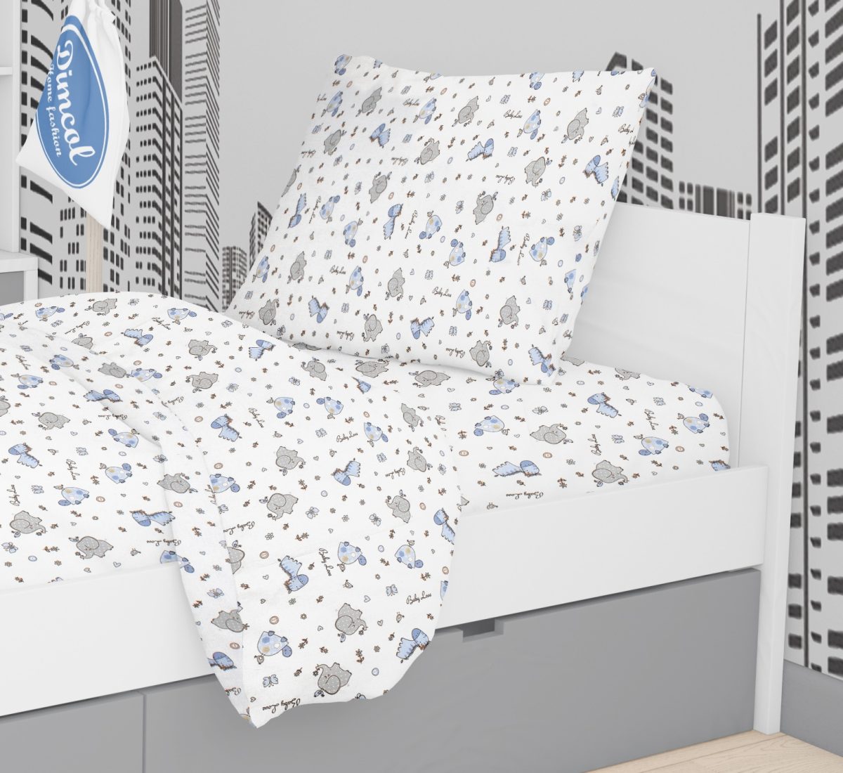 Εικόνα 1 Μαξιλαροθήκη Βαμβακερή 50x70εκ. Elephant 174 Blue Dimcol