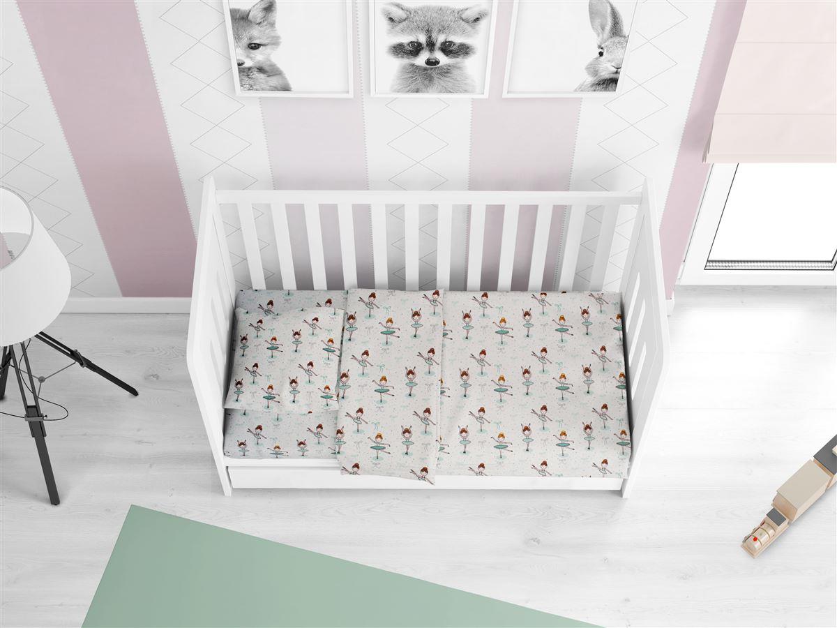 DimCol Παπλωματοθήκη Φανελένια Κούνιας 120x160εκ. Μπαλαρίνα 166 Green DIMcol