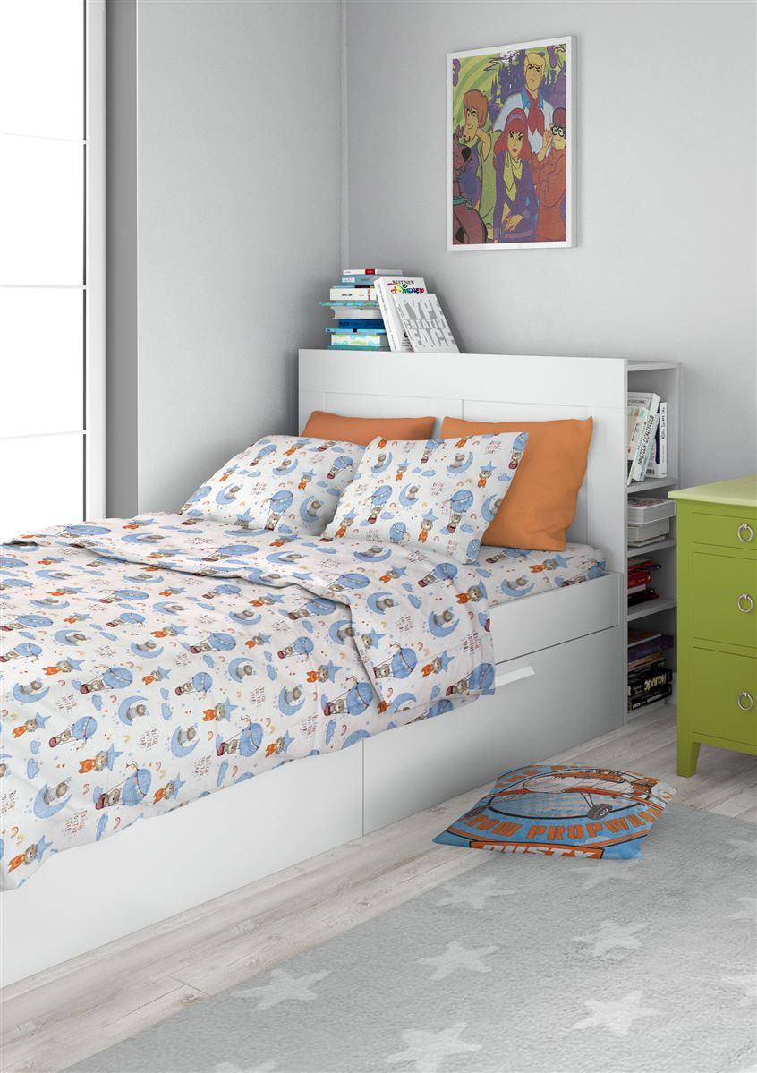 DimCol Σετ Σεντόνια 3τμχ Μονά Βαμβακερά 160x240εκ. Reach The Stars 191 Sky Blue DimCol