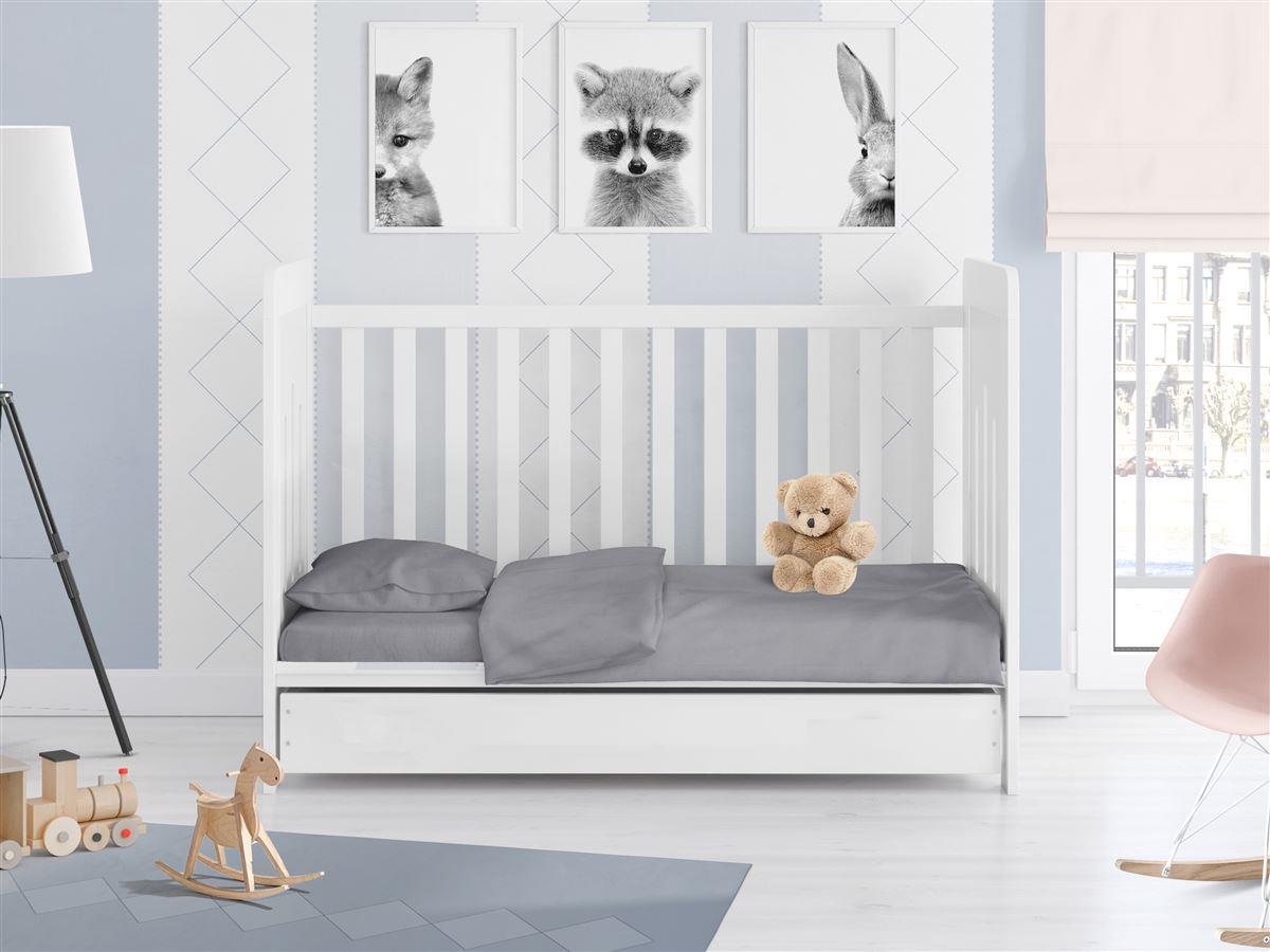 DimCol Παπλωματοθήκη Βαμβακερή Κούνιας Μονόχρωμη 120x160εκ. Solid 495 Dark Grey DimCol