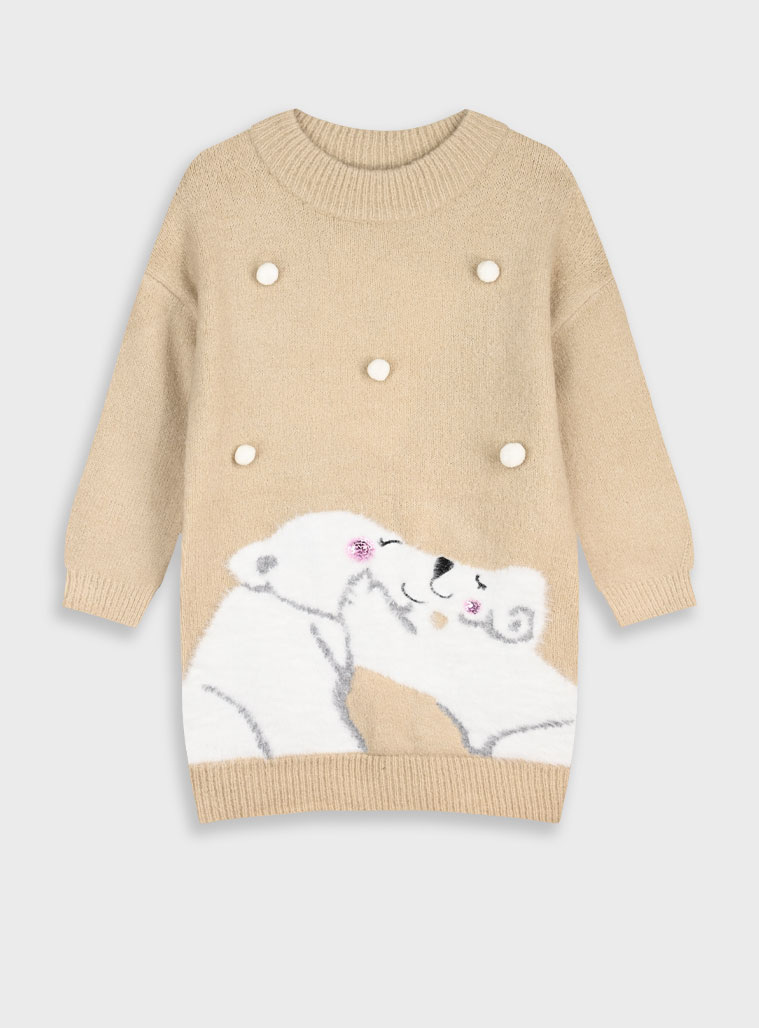 Πλεκτό φόρεμα - 1 έτους, ΕΚΡΟΥ ΜΕΛΑΝΖΕ εικόνα 1