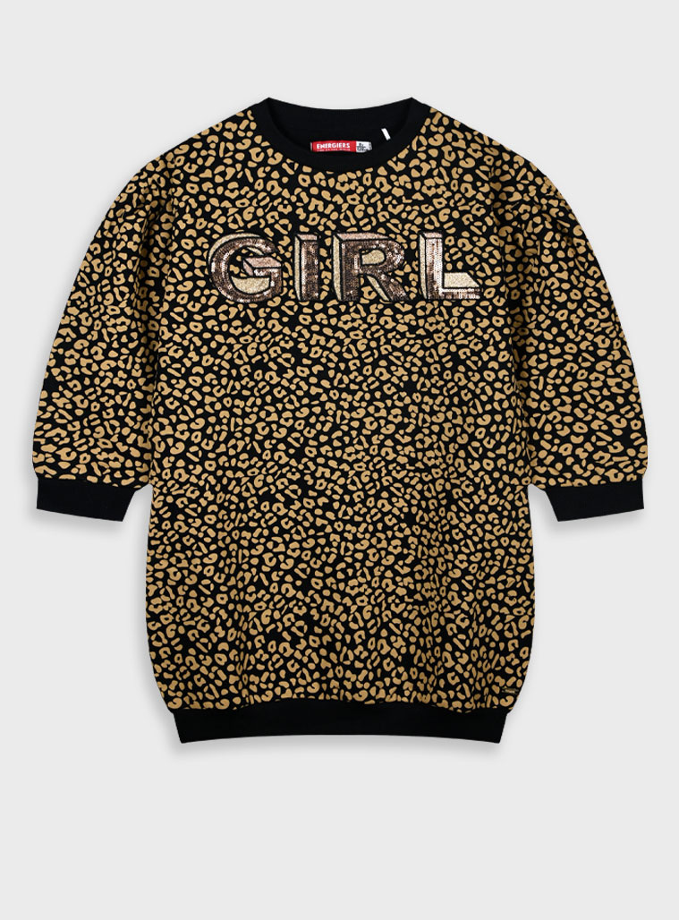 Λεοπάρ φούτερ φόρεμα - 1 έτους, ΜΑΥΡΟ εικόνα 1