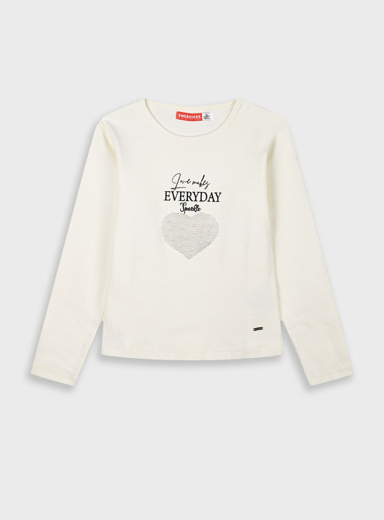 Μακρυμάνικη ριπ μπλούζα - 6 ετών, Εκρού εικόνα 1