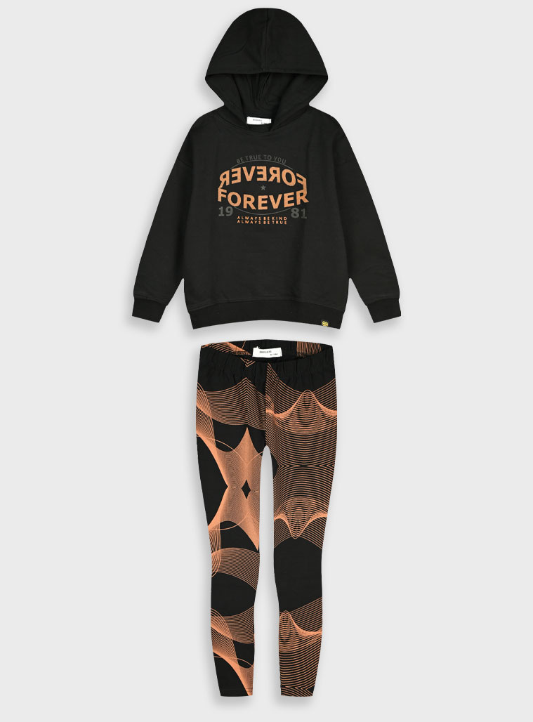 Σετ φούτερ μπλούζα με κολάν - 6 ετών, ΜΑΥΡΟ εικόνα 1