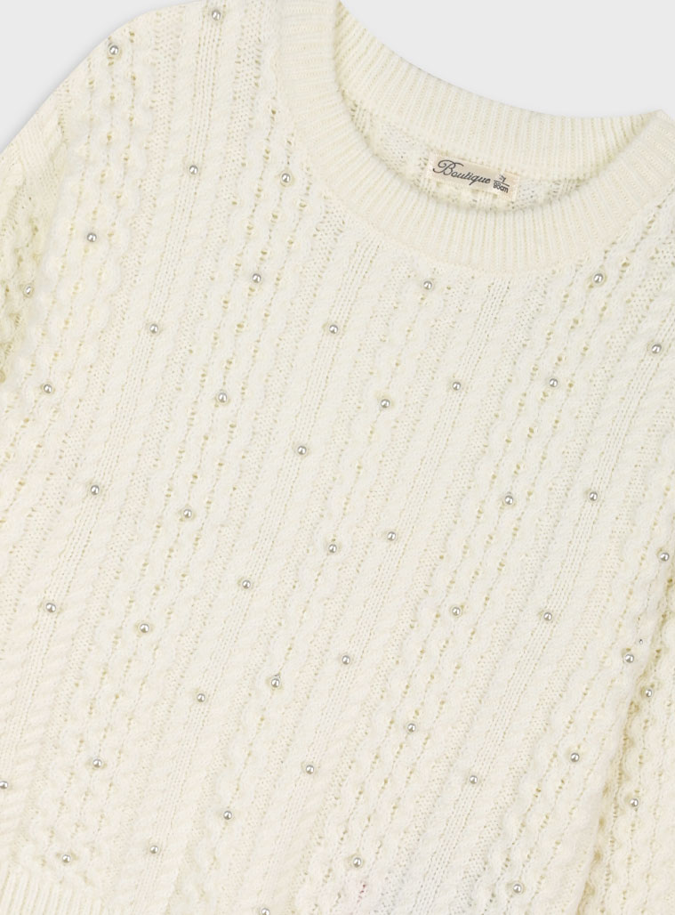 Boutique πλεκτή μπλούζα - Εκρού 46-125274-6 φωτογραφία