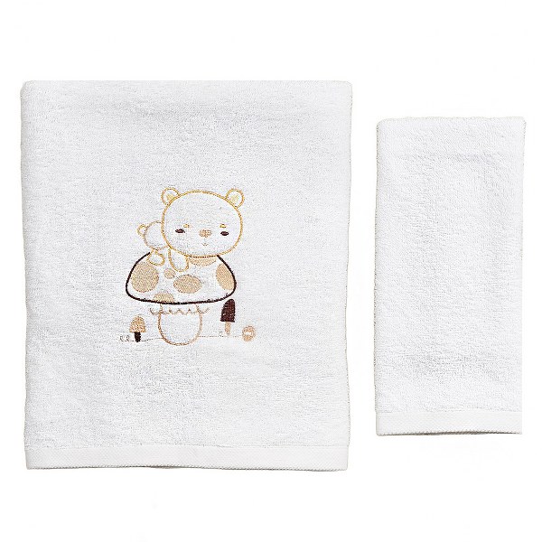 Εικόνα 1 Σετ Πετσέτες 2τμχ Μπεμπέ Βαμβακερές Bear Εκρού 50233