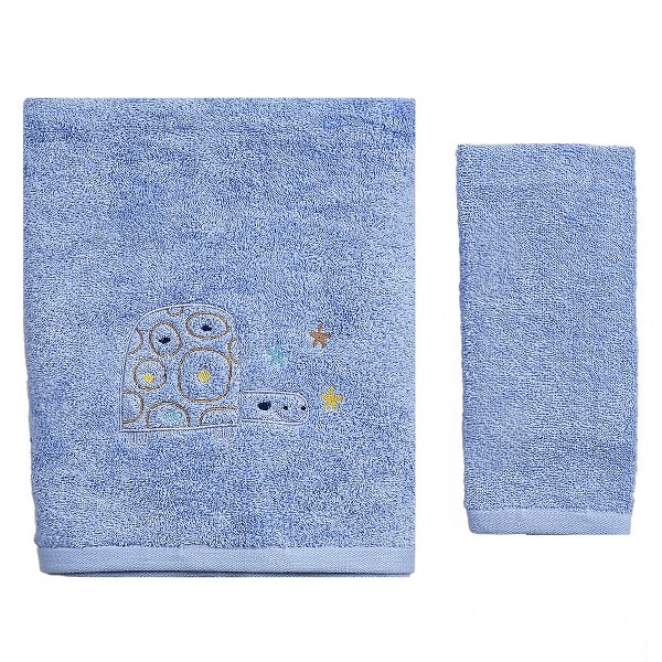 Εικόνα 1 Σετ Πετσέτες 2τμχ Μπεμπέ Βαμβακερές Tortoise Σιέλ 50242