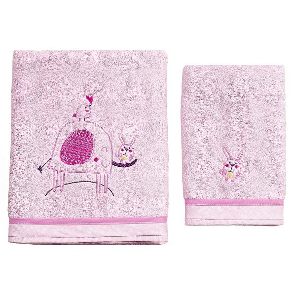 Ο Κόσμος του Μωρού Σετ Πετσέτες 2τμχ Μπεμπέ Βαμβακερές Elephant Ροζ 59021