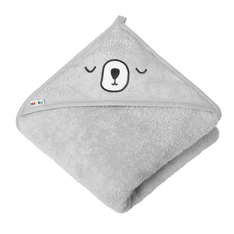 Εικόνα 1 Κάπα Βαμβακερή-Terry 100x100εκ. Αρκουδάκι Γκρι akuku A0662