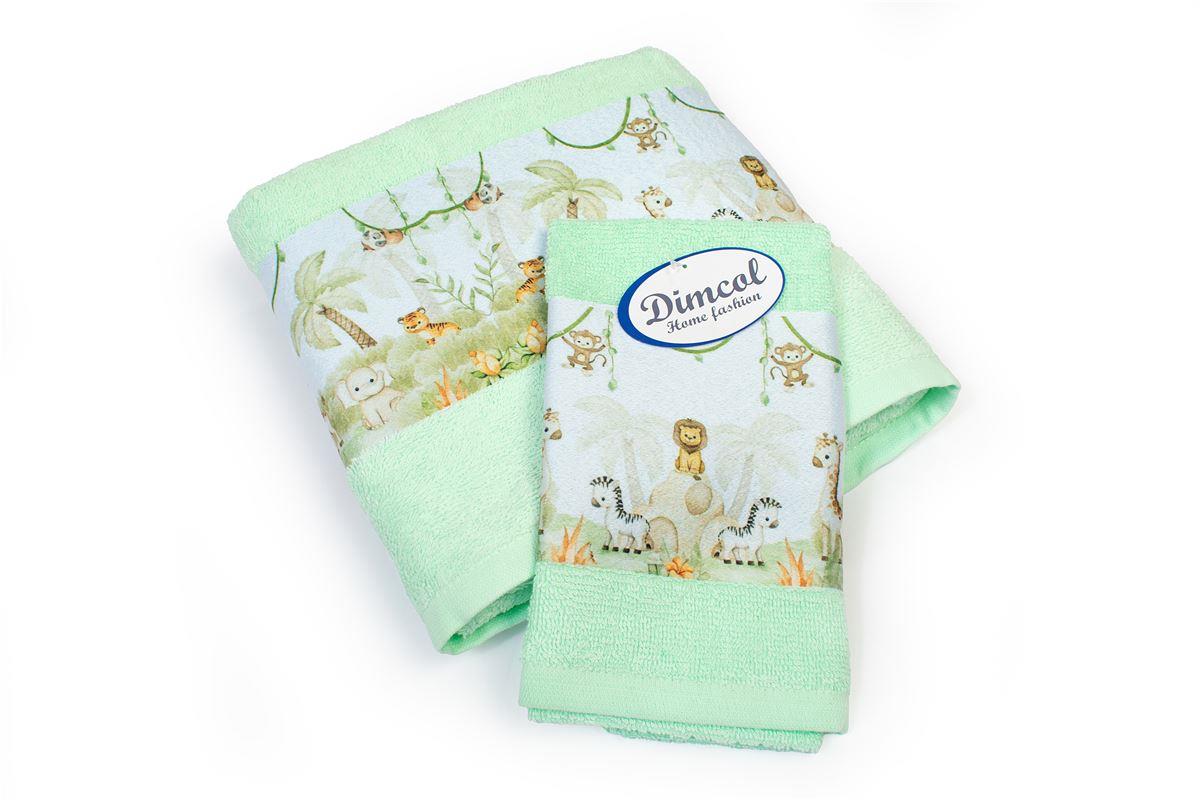 DimCol Σετ Πετσέτες 2τμχ Μπεμπέ Βαμβακερές Jungle 352 Mint DimCol 31160926077