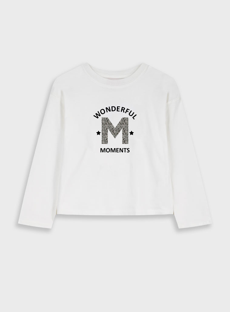 Μακρυμάνικη μπλούζα - Εκρού 16-125235-5